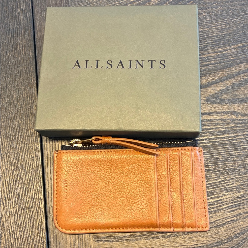 AllSaints Tan Leather Card Holder